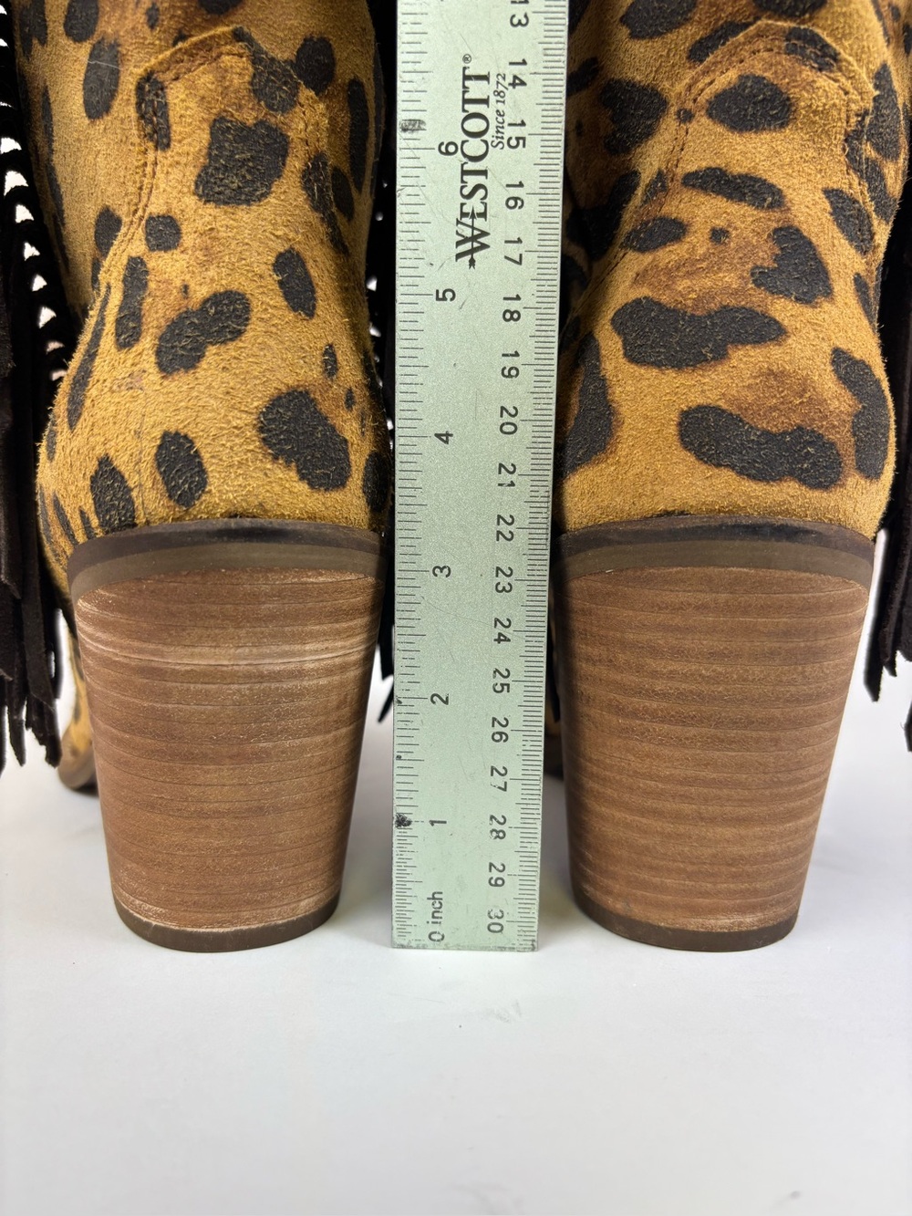 Dingo Twisted Leopard Fringe Suede Western Cowboy Boots Size 10 NIB - Picture 7 of 17